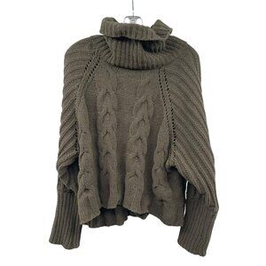 Moon And Madison Cable Knit Sweater Cowl Neck Long Sleeve Green Size XS